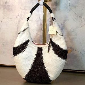 NWT Cole Haan Alyssa Straw/Bead/Crochet Shoulder bag